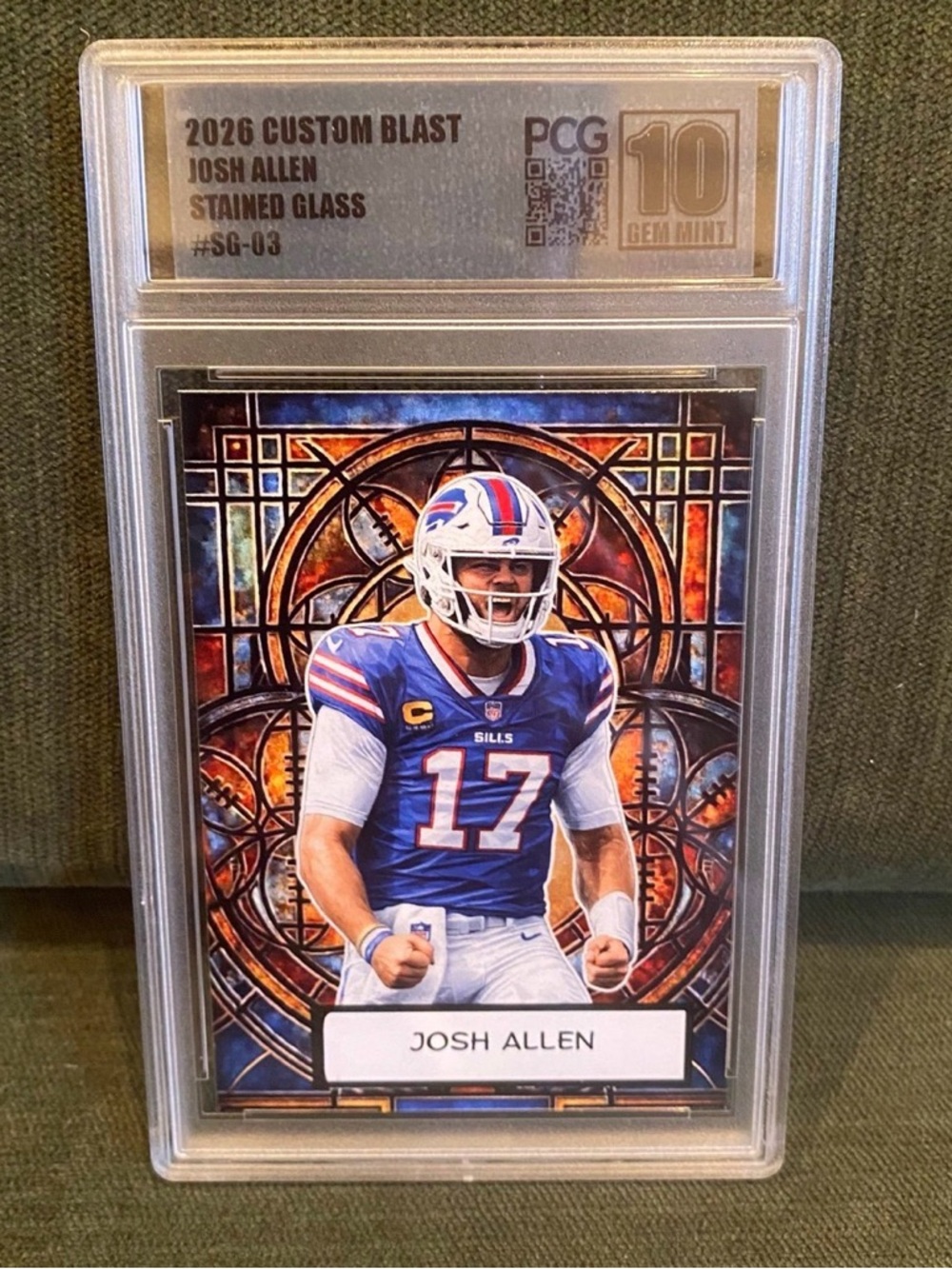 Custom Josh Allen Stained Glass PCG 10!! Bills SG03